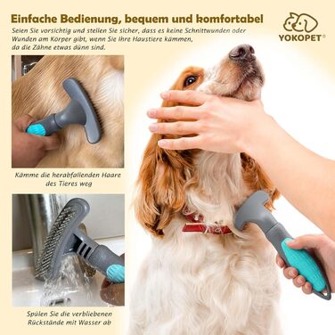 Видалення ковтунів для собак та котів з довгою шерстю | Щітка для підшерстка | Розплутування, видалення ковтунів та підшерстка | Розчіска для собак та котів | Зелений (Блакитний)