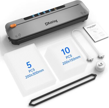 Вакуумний пакувальник DXstring для продуктів харчування, 75kPa, з 15 пакетами, автоматичний, з ріжучим пристроєм