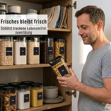 Набір скляних квадратних контейнерів для зберігання продуктів Deco haus з кришками та етикетками, 6 шт по 1600 мл
