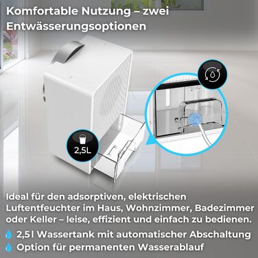 Електричний осушувач повітря Climative ION 12L/24h з Wi-Fi та очищувачем повітря для дому, квартири, ванної кімнати. Захист від вологи та плісняви до 20 м² (Adso)