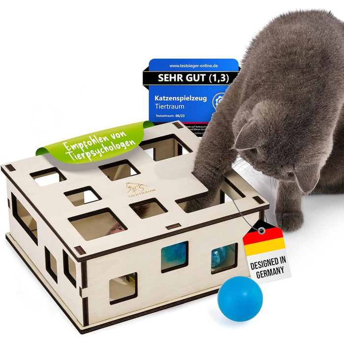 Interactive cat toy for self-entertainment and playing together | Can be combined with treats & own toys [NATURAL PRODUCT] Puzzle Box