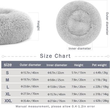 М'яке кругле ліжко для собак та котів з плюшу - Donut. Зручне ліжко-корзина для собак, котів та інших домашніх тварин. Можливі розміри S/M/L/XL/XXL. Розмір XL - 70x70x20 см, колір - світло-сірий.