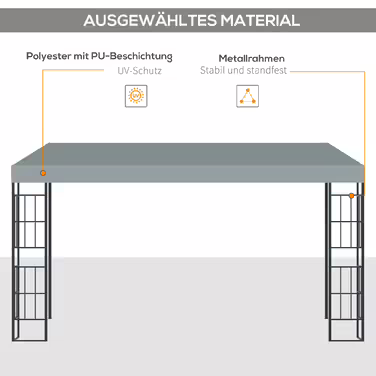 Outsunny Pergola Garden Gazebo 4 x 3 m Canopy Tent made of Metal & Polyester in Grey, ideal for Garden & Patio