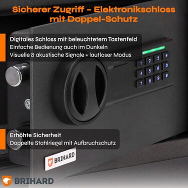 Сейф цифровий LCD для дому та офісу сталевий 20л (25x35x25 см) з вогнестійкою кишенею для документів, грошей та цінностей