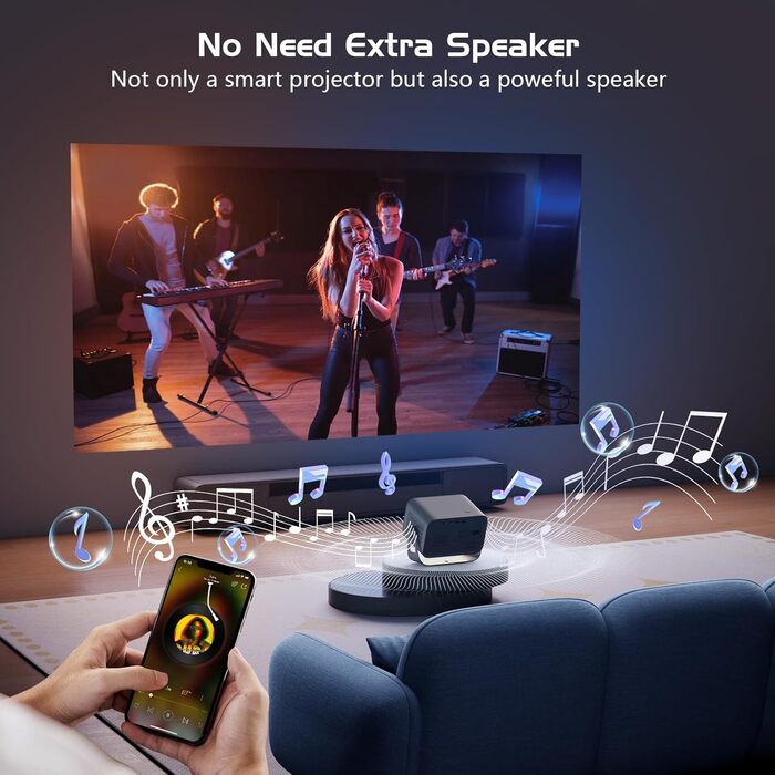 Портативний проєктор Smart Mini Beamer з Android 11: 4K, 1080P, WiFi 6, Bluetooth 5.2, обертання 270°, корекція трапеції, для телефону/ноутбука (Native 1080P, 400ANSI)