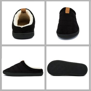 Чоловічі тапочки зимові теплі м'які комфортні з піною пам'яті протиковзкі для дому та вулиці 45/46 EU чорні