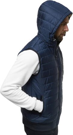 Чоловіча степкова жилетка OZONEEE з капюшоном, без рукавів, спортивна, для перехідного сезону, темно-синій (M)