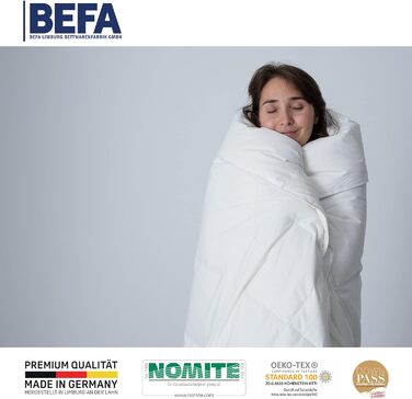 Ковдра з гусячого пуху BEFA NATUR 135x200 см, 90% пух, 10% перо, всесезонна, для алергіків, сертифікат OEKO-TEX 100, Downpass, Німеччина