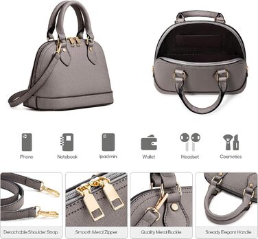 Bagsure Сумка жіноча (4 в 1): сумка-шопер, сумка на плече, ділова сумка для офісу, школи, подорожей (Сіра)
