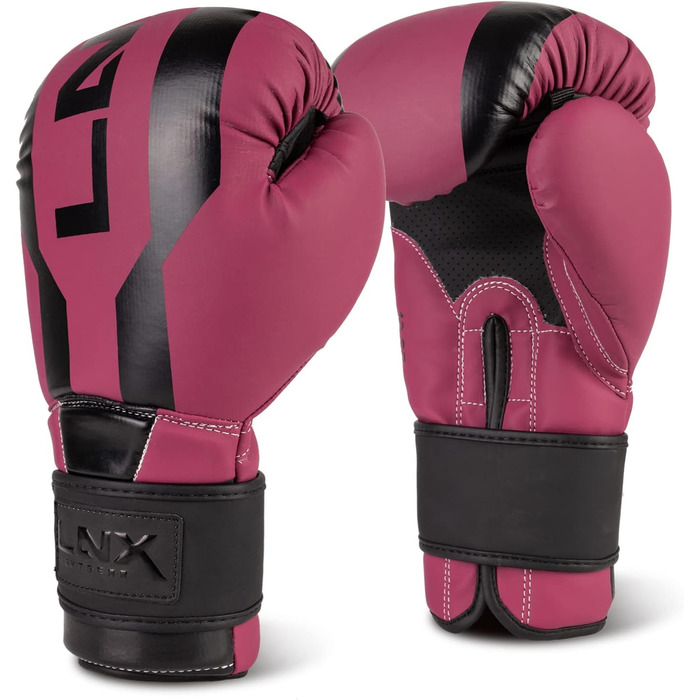 Боксерські рукавички LNX Stealth - чоловічі/жіночі, 8-16 Oz. Ідеально для кікбоксингу, боксу, муай-тай, ММА, спарингу та тренувань. Колір: Berry (502).