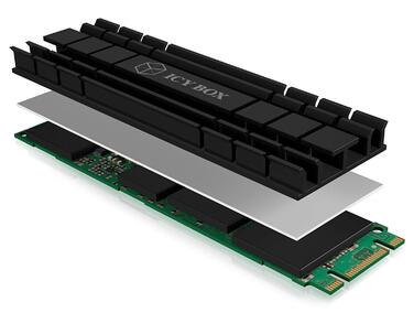 Охолоджувач для M.2 SSD ICY BOX, 10 мм, алюміній, без вентилятора, чорний
