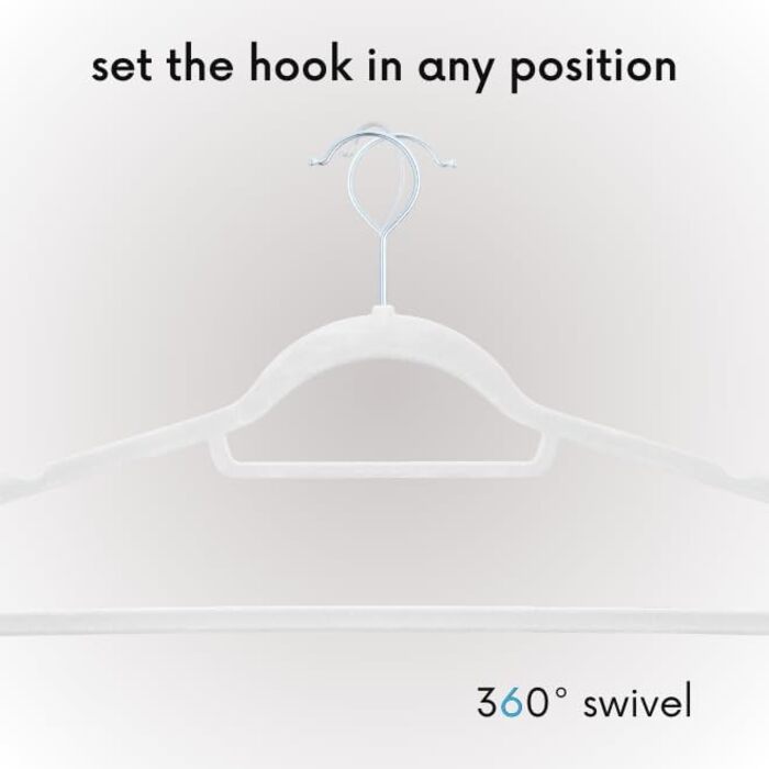 Вішалки для одягу OGIVO - набір 20 шт. з антиковзаючим покриттям, обертаються на 360°, з вирізами для плечей - для сорочок, блузок, краваток