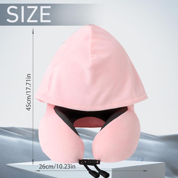 Подушка для шиї Memory Foam | Подушка для подорожей в літаку з 95% захистом від світла, регульованою підтримкою шиї, для подорожей, офісу та сну на боці (чистий порошок)