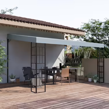 Outsunny Pergola Garden Gazebo 4 x 3 m Canopy Tent made of Metal & Polyester in Grey, ideal for Garden & Patio
