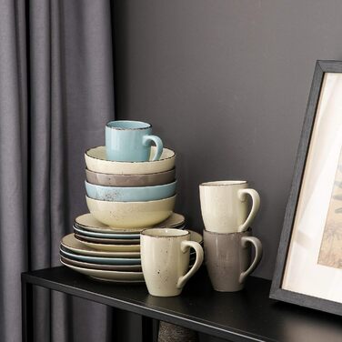 Набір керамічного посуду Vancasso NAVIA (16 предметів) для 4 осіб, набір посуду з тарілок, салатників та мисок, кераміка, природа