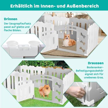 Летворешітка для цуценят Mamizо 60 см, 5+1 панелей, сіра та біла. З торцем та кріпленнями для підлоги. Ідеально для квартири.