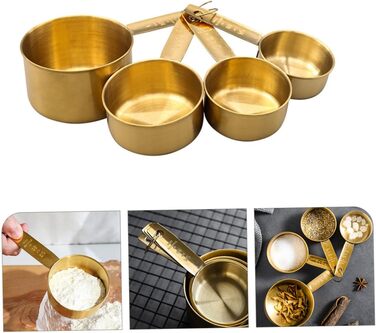 5-Piece Stainless Steel Measuring Spoons, Micro Scoop for Dry Food, Micro Spoon, Coffee Spoon, Measuring, Magnetic Measuring Spoons, Teaspoons, Golden Stainless Steel, 4 Pieces * 5
