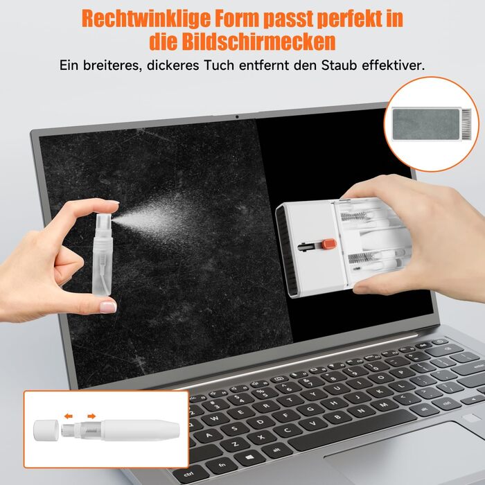 Набір для чищення гаджетів 22-в-1: навушники, телефони, клавіатури, камери, монітори, планшети, автоекрани. З щіткою та спреєм