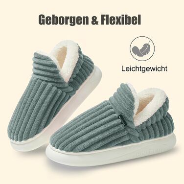 Тапочки домовик Donpapa для жінок та чоловіків, зимові, теплі, з плюшу, кордурової тканини, закриті, з пам'яті ефекту, антиковзаючі, для дому та вулиці (42/43 EU, оливковий)