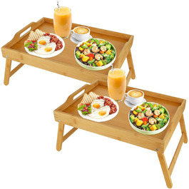 Бамбуковий столик SHUESS для ліжка та дивану: чорний, з відкидними ніжками, 41.5 x 30 x 20.5 см