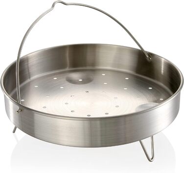 Каструля-скороварка Tescoma ULTIMA 6 л з індукційним дном, інтуїтивним регулюванням тиску та датчиком, 4-кратна безпека, з ситом, срібна