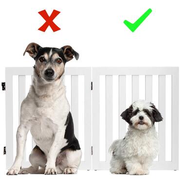 Захисний бар'єр для собак GYMAX 60 см, розкладний, регульований, з 360° шарніром, для внутрішнього та зовнішнього використання (2 панелі, білий)