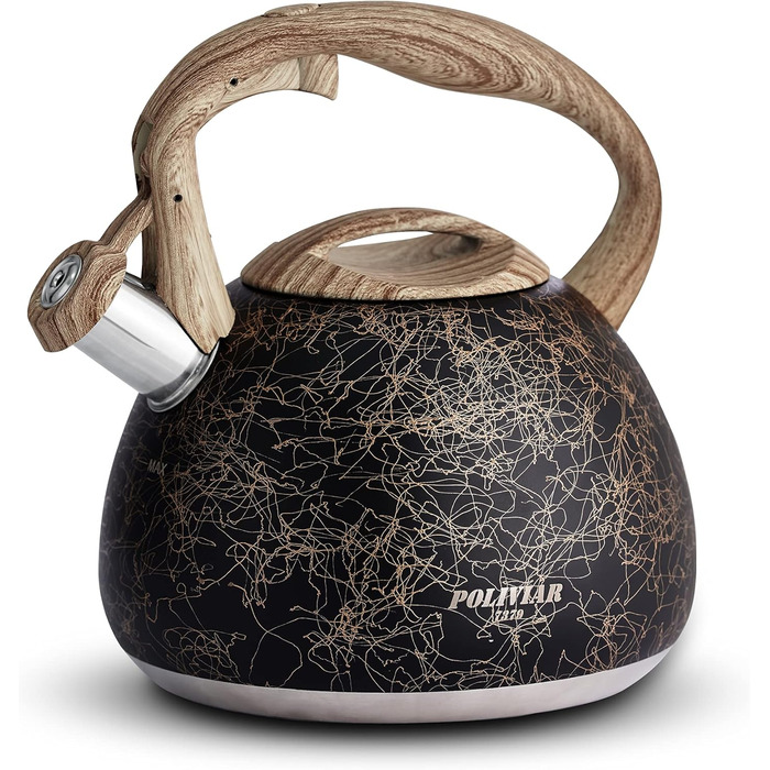 Електричний чайник Poliviar Moderne Induktion, 2.7L, нержавіюча сталь, чорне золото