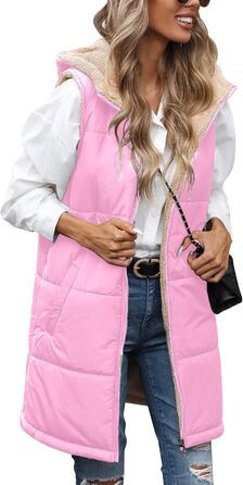 Жіноча тепла в'язана куртка з капюшоном Tuopuda, флісова підкладка, зимова куртка, повсякденний стиль, тепла, з капюшоном, на блискавці, осінь-зима (Рожева, M)