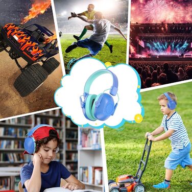 Навушники для захисту від шуму для дітей, придатні для дітей з аутизмом, пасивний захист вух для учнів початкової школи, регульовані навушники для концертів (блакитні)