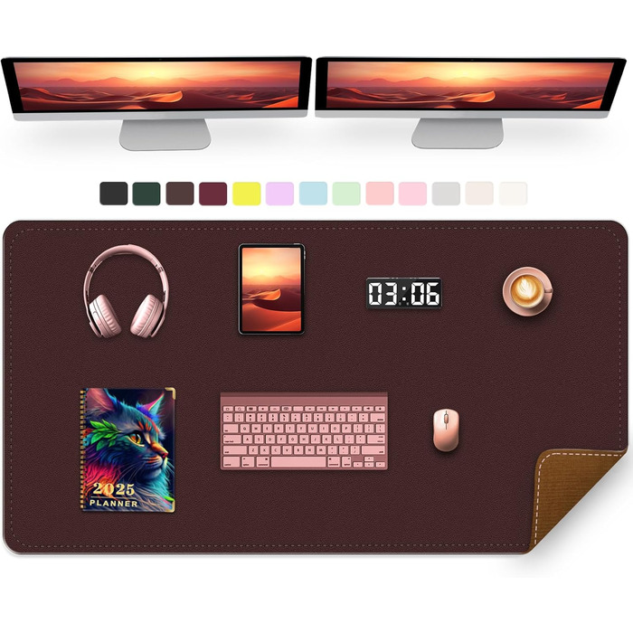 Підкладка під стіл з PU шкіри, велика, водонепроникна та протиковзна, 120 x 43 см | Підставка під клавіатуру та мишу для офісу