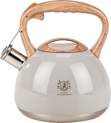 Електричний чайник Karl Hausmann 3L з автоматичним свистком, з нержавіючої сталі для Induktion, Gas та Electric плит