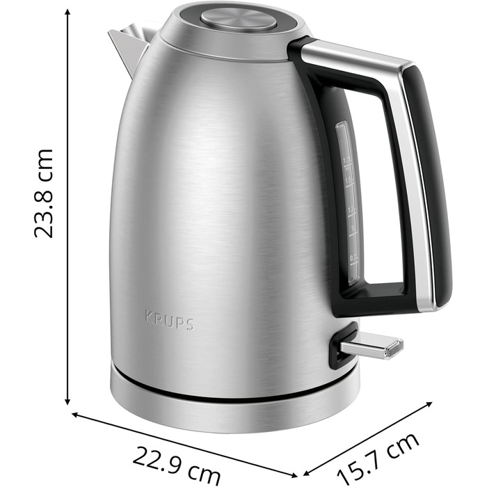 Krups Smart'n Light Kettle, 5 Temperatures, 1.7 Liter Capacity, Stainless Steel Interior, Double-Walled, Black, BW801810 (BW552D Excellence)