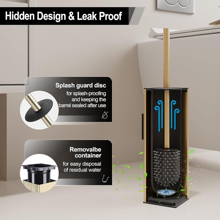 Настінна щітка для туалету BVL з кріпленням без свердління, набір з 2 насадки, силіконова щітка для унітазу, кутова, білий матовий колір