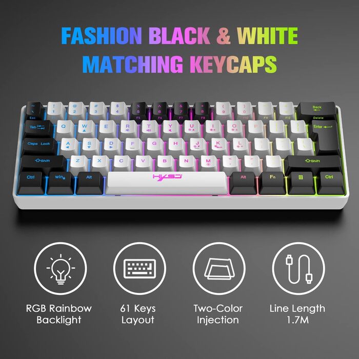 XINMENG Комплект ігрової клавіатури та миші з RGB-підсвічуванням, миспад, 3600 DPI, серія Panda, для PS4/Windows/PC/Mac/Laptop (Білий)