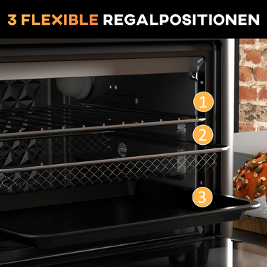HOMCOM Convection Mini Oven 40-220 °C 13L Mini Oven with Baking Tray, Grill Rack, Crumb Tray, Hot Air Fryer, 12 Programs for Versatile Cooking