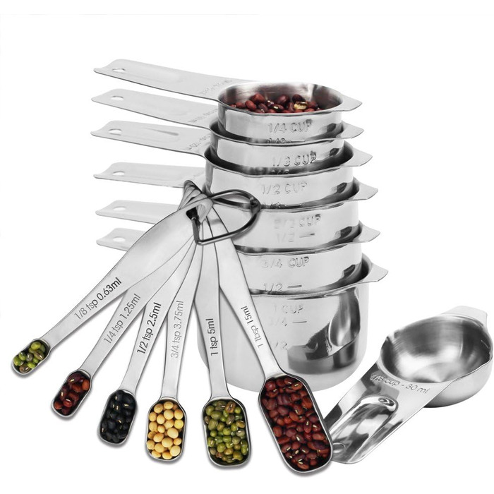Measuring Cup Set, 13-Piece Set, Measuring Cups, Kitchen Measuring Cups, Stainless Steel Handle, for Cooking, Professional Utensil