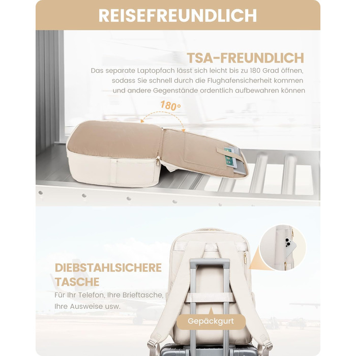 Рюкзак для ручної поклажі OVEVOOK для жінок, 40 л, для подорожей, з відділенням для взуття, для ноутбука 17 дюймів, водонепроникний, для бізнес-поїздок та вихідних (білий, L)