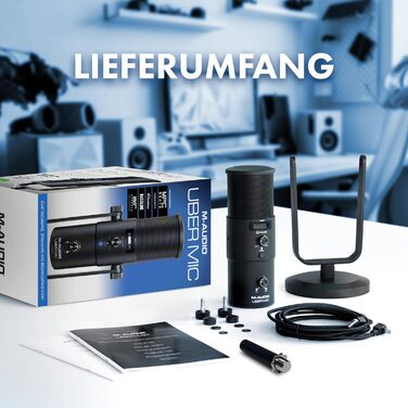 M-Audio Uber Mic - USB конденсаторний мікрофон для геймінгу, стрімінгу, подкастів та студійних записів. 4 характеристики спрямованості, кнопка вимкнення мікрофона, вихід для навушників