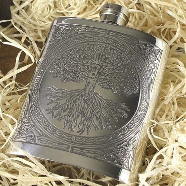Фляга з олова English Pewter Company з кельтським дизайном «Дерево життя» (CEL601)