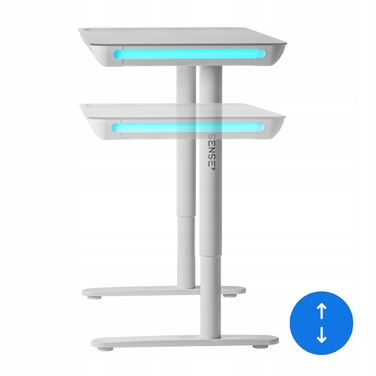 Електричний стіл з регулюванням висоти до 118 см Sense7, скляна стільниця 120x60 см + LED-підсвітка