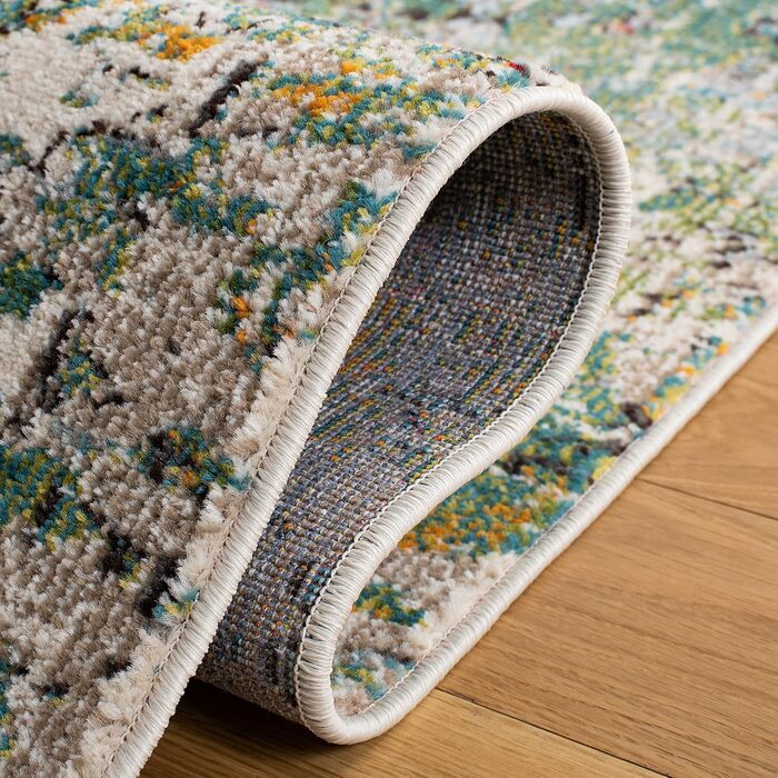 Килим SAFAVIEH Madison для вітальні, їдальні, спальні - сучасний дизайн, короткий ворс, сірий та бірюзовий, 160 x 229 см