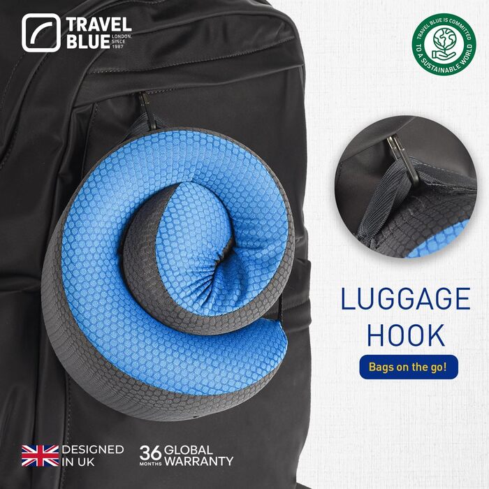 Blue Dreamer Travel Neck Pillow - Memory Foam Airplane Pillow for Travel with Breathable Mesh Fabric, Removable Cover, High Comfort & Support, Easy Storage