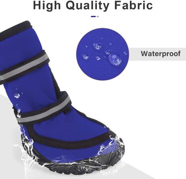 Dociote Dog Boots Paw Protection with Anti-Slip Sole, Reflective Strap, Waterproof Velcro Closure Snow Boots for Medium to Large Dogs 4 Pieces Blue XL XL (4 Pack) Blue