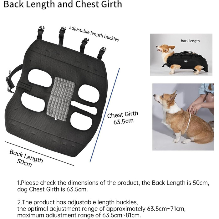 Сумка-переноска для собак великих порід Wakytu: переноска-рюкзак для собак з проблемами суглобів, травмами, літніх собак. Макс. вага 30-40 кг (3XL, чорний)