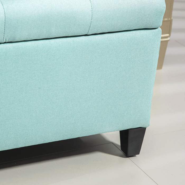 HOMCOM Bench with Cushion and Storage Space, Chest Bench, Entryway, Bedroom, Living Room, Linen-like Polyester, Rubber Wood, Green, 100 x 40 x 44 cm | Aosom