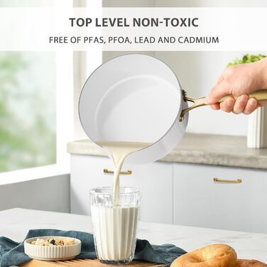 Набір посуду RIOVARM з нержавіючої сталі з антипригарним покриттям, 10 предметів. Набір каструль, сковорідок, сотейників та соусниць з лопаткою. Білий посуд для кухні.