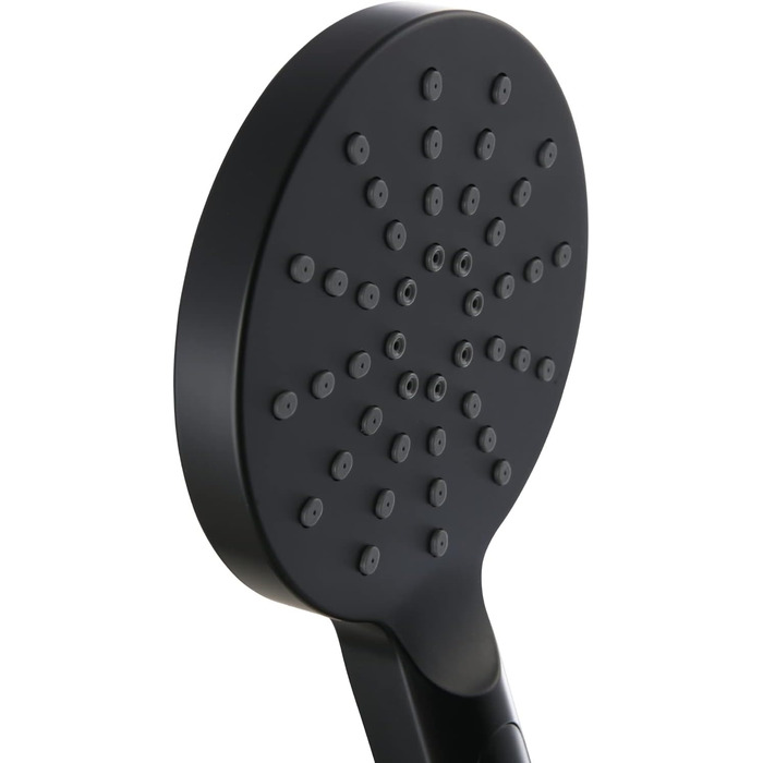 aquaSu® Shower Set Acana | Black | Showerhead: 3 Spray Patterns, Pattern Change via Button & 12 cm Spray Plate | 150 cm Metal Shower Hose | 60 cm Shower Rod | Slider | Anti-limescale Nozzles | 72288 9
