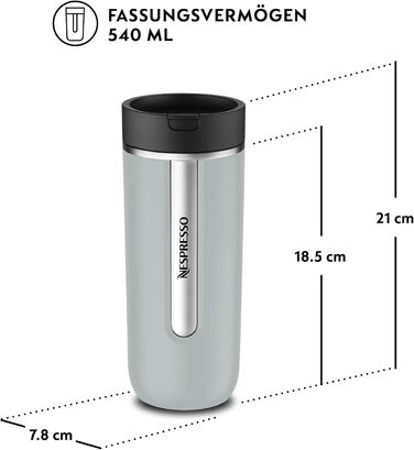 Термокружка Nespresso Travel Mug Small Sage Green 300 мл | Зручна термокружка для кави, чаю, матча | З кришкою, не протікає, можна мити в посудомийній машині | Сталева термокружка Salbeigrün (Rauchblau)