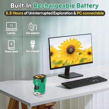 Дитячий цифровий мікроскоп 1000X Handy з 4K екраном: перезаряджається, портативний, USB, для вивчення трихом. Науковий набір з предметними скельцями, ідеальний подарунок для дітей 4-12 років.