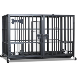 Клітка для собак XL, чорна, з піддоном та перегородкою, 2 в 1, 120 x 73 x 68 см